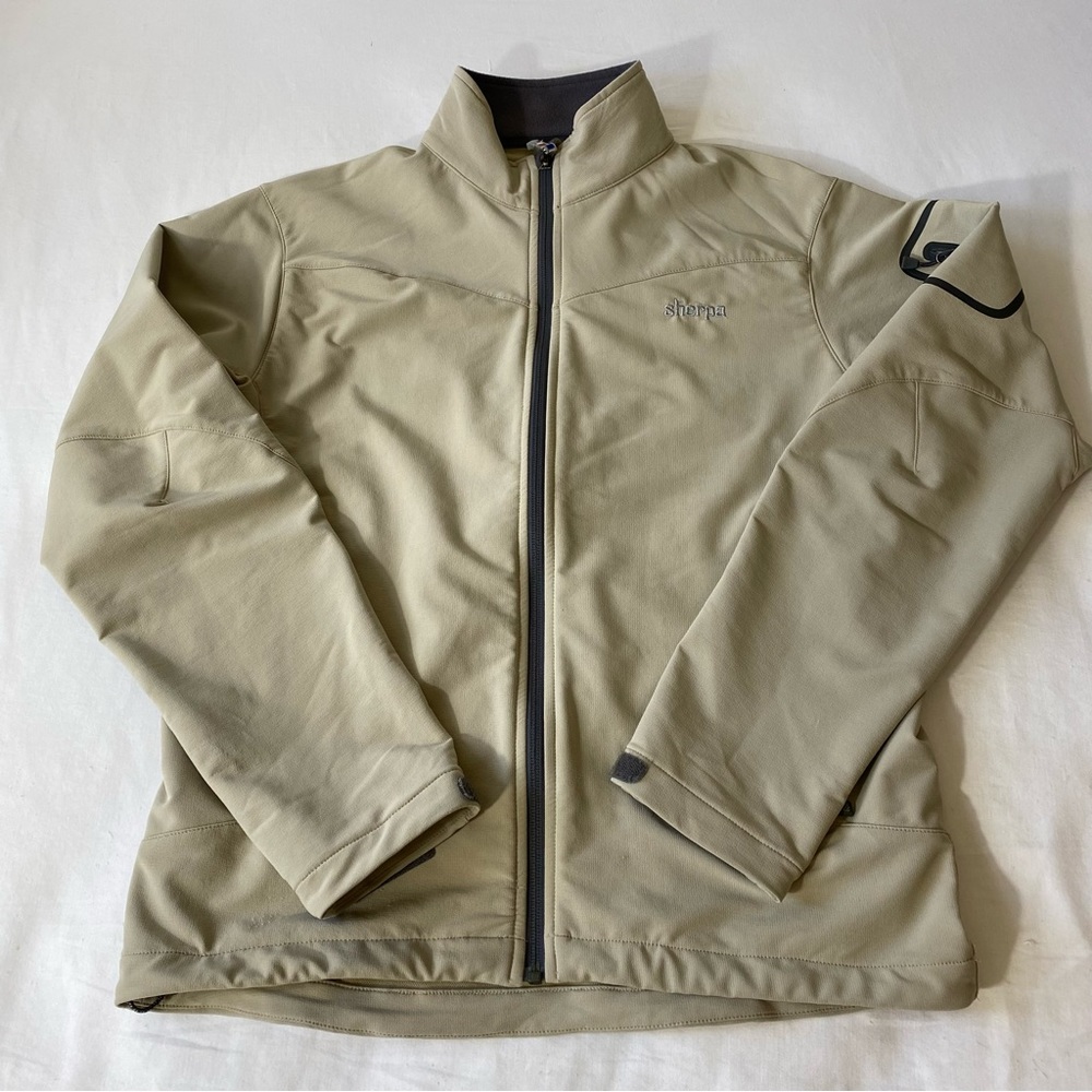 Sherpa Adventure Gear Jacket Beige Nepal Mens Full Zip Outdoors Tactel 3 Pockets